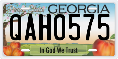 GA license plate QAH0575