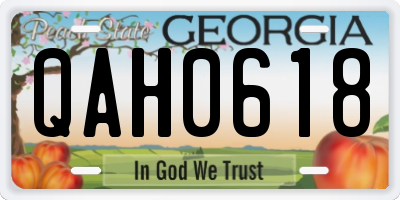 GA license plate QAH0618