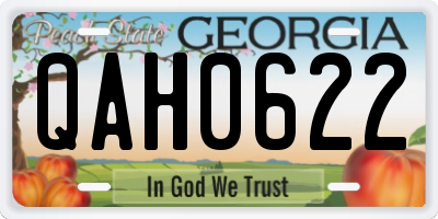 GA license plate QAH0622