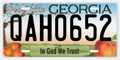 GA license plate QAH0652