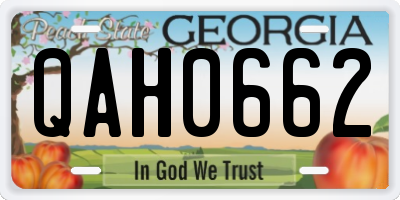 GA license plate QAH0662