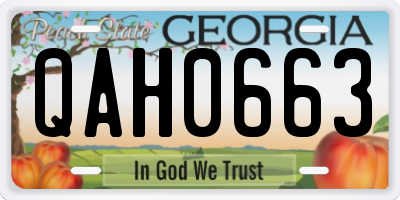 GA license plate QAH0663