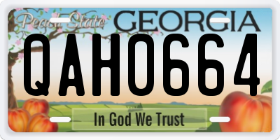 GA license plate QAH0664