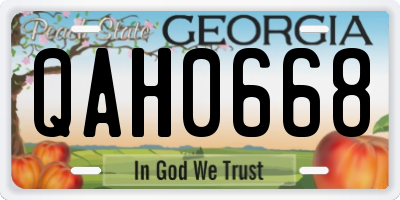 GA license plate QAH0668