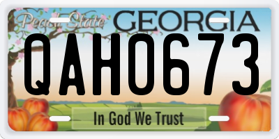 GA license plate QAH0673
