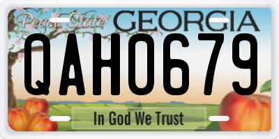 GA license plate QAH0679