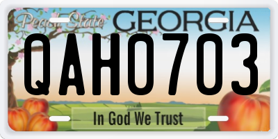 GA license plate QAH0703