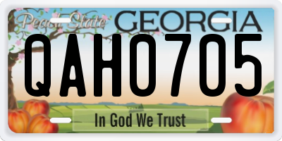 GA license plate QAH0705