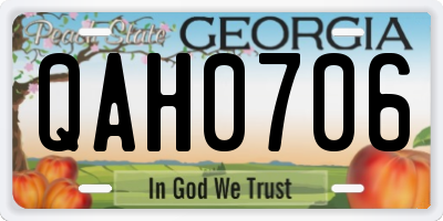 GA license plate QAH0706
