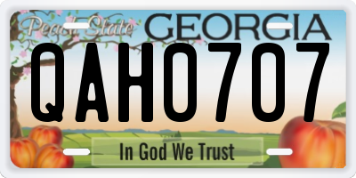GA license plate QAH0707