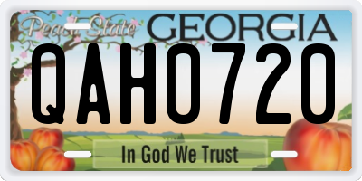GA license plate QAH0720