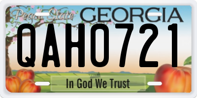 GA license plate QAH0721
