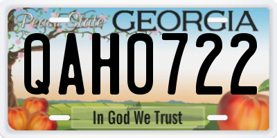 GA license plate QAH0722