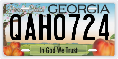 GA license plate QAH0724