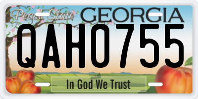 GA license plate QAH0755