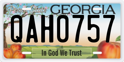 GA license plate QAH0757
