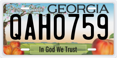 GA license plate QAH0759