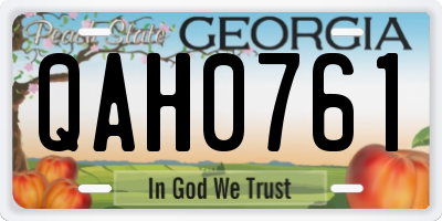 GA license plate QAH0761