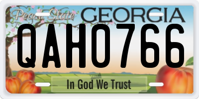 GA license plate QAH0766