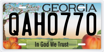 GA license plate QAH0770