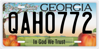 GA license plate QAH0772