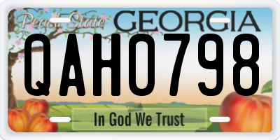 GA license plate QAH0798