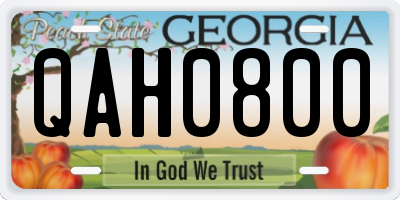 GA license plate QAH0800