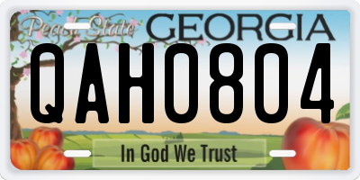 GA license plate QAH0804