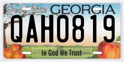 GA license plate QAH0819