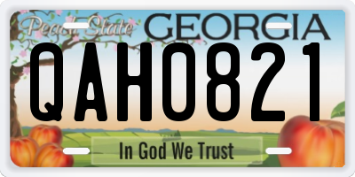 GA license plate QAH0821