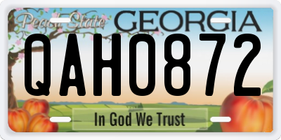 GA license plate QAH0872