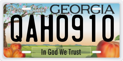 GA license plate QAH0910
