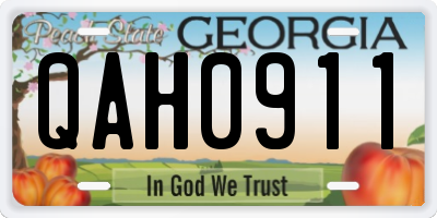 GA license plate QAH0911