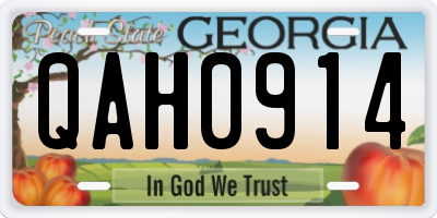 GA license plate QAH0914