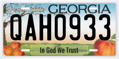 GA license plate QAH0933