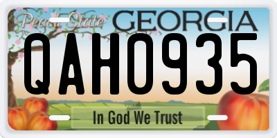 GA license plate QAH0935