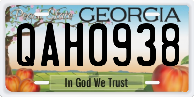 GA license plate QAH0938