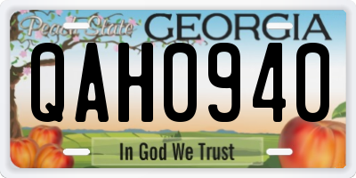 GA license plate QAH0940