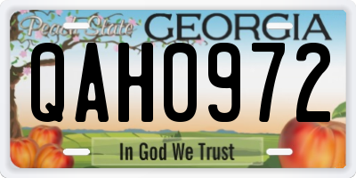 GA license plate QAH0972
