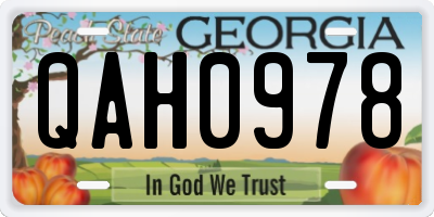 GA license plate QAH0978