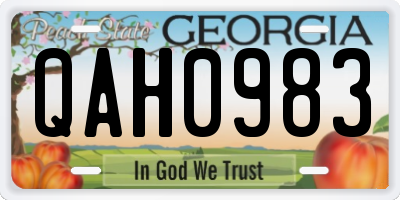 GA license plate QAH0983