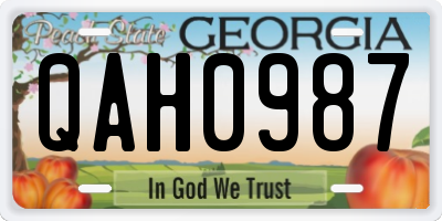 GA license plate QAH0987