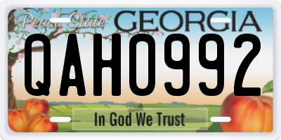 GA license plate QAH0992