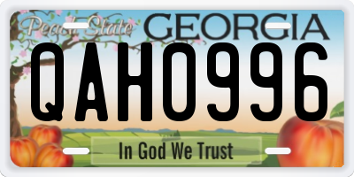 GA license plate QAH0996