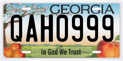GA license plate QAH0999