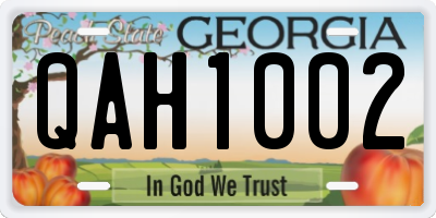 GA license plate QAH1002
