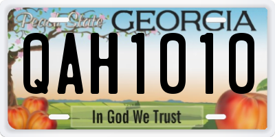 GA license plate QAH1010