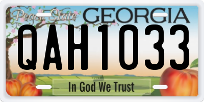 GA license plate QAH1033