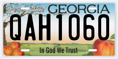 GA license plate QAH1060