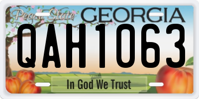GA license plate QAH1063